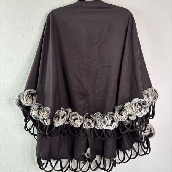 Vintage Rex Rabbit Brown Cashmere Shawl Sweater - Picture 2 of 5